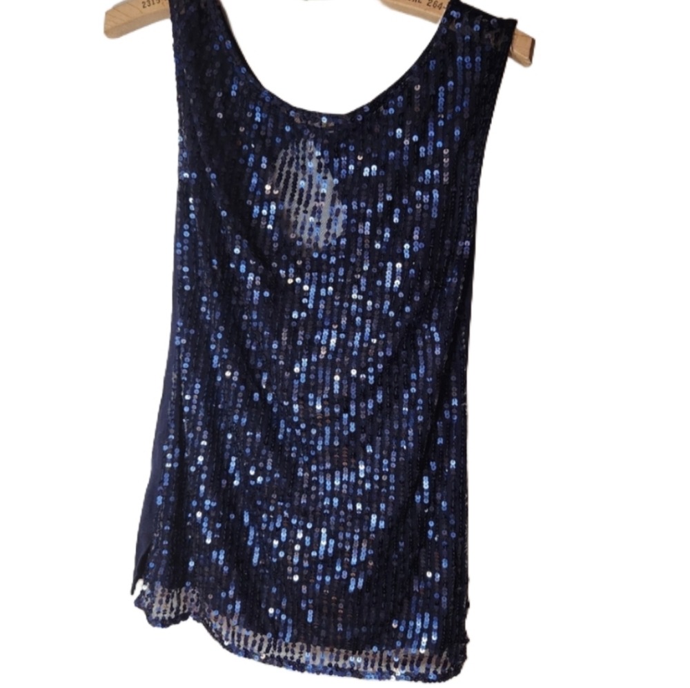 Small-med Sequin Blue Sleeveless Top pretty sparkling